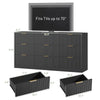 63" W Fluted 9 Drawer Dresser for Adult,Wooden Bedroom Dresser,Dresser TV Stand up to 70" for Living Room,Black