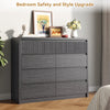 9 Fluted Drawers Dresser for Bedroom, 49.2" W Modern Chest of Drawers with Curved Profile Design, Mid Century Storage Dressers Organizer,Black