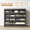 9 Fluted Drawers Dresser for Bedroom, 49.2" W Modern Chest of Drawers with Curved Profile Design, Mid Century Storage Dressers Organizer,Black