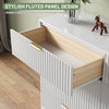 55.1" W Fluted 8 Drawer Dresser for Adult,Wooden Bedroom Dresser,Dresser TV Stand up to 65" for Living Room,White
