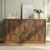 55.1" W Fluted 6 Drawer Dresser for Adult,Wooden Bedroom Dresser,Dresser TV Stand up to 65" for Living Room,Brown
