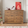 55.1" Wide Dresser for Bedroom, 9 Drawer Dresser with Large Drawers, Dresser for TVs Up to 65",Brown
