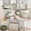 Rustic 9-Drawer Wood Dresser, Large Storage Chest Organizer with Metal Handles for Bedroom, Living Room, Farmhouse Style Furniture,White
