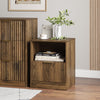 3-Piece Modern Bedroom Set - 7 Drawer Wide Dresser & Nightstands Set of 2 with Fluted Design, Anti-Tip Safety Brown Natural Wood Storage Furniture for Bedroom,Hallway 7+2,Brown