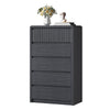 5 Drawers Dresser for Bedroom, 48.4" Tall Chest of Drawers with Curved Profile Design, Mid Century Fluted Storage Dressers Organizer,Black