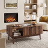 Fluted Lift Top Coffee Table with Storage, Rising Coffee Tables with Hidden Compartment, Wood Center Table for Living Room Office, Brown
