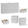 3-Piece Modern Bedroom Set - 6 Drawer Wide Dresser & Nightstands Set of 2 with Fluted Design, Anti-Tip Safety White Natural Wood Storage Furniture for Bedroom,Hallway 6+4,White