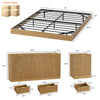 4-Piece Bedroom Set for Adult, Fluted King Floating LED Bed Frame with 2 Nightstands and Fluted 9 Drawer Dressers,Light Walnut King,9+6 Drawers