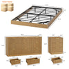 4-Piece Bedroom Set for Adult, Fluted Queen Floating LED Bed Frame with 2 Nightstands and Fluted 9 Drawer Dressers,Light Walnut Queen,9+6 Drawers