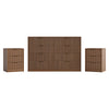 3-Piece Modern Bedroom Set - 8 Drawer Wide Dresser & Nightstands Set of 2 with Fluted Design, Anti-Tip Safety Light Walnut Natural Wood Storage Furniture for Bedroom,Hallway 8+6,Light Walnut