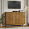 Fluted 8 Drawers Dresser, 55.1" Wide Modern Chest of Drawers with Wood Foot, Dresser TV Stand Up to 65 Inch TV, Wood Drawer Organizer for Bedroom, Living Room, Hallway - Brown