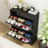 NOVAMAISON Shoe Cabinet Storage for Entryway, White Shoe Organizer with 3 Flip Drawers & Open Shelf,2PCS