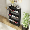 NOVAMAISON Shoe Cabinet Storage for Entryway, White Shoe Organizer with 3 Flip Drawers & Open Shelf,2PCS