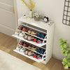 NOVAMAISON Shoe Cabinet Storage for Entryway, White Shoe Organizer with 3 Flip Drawers & Open Shelf,2PCS
