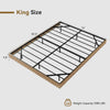 King Bed Frame with RGB LED Lights,Floating Bed with Fluted Design;Heavy Duty Steel, Modern Metal Bed Frame,Walnut