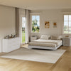 4-Piece Bedroom Set for Adult, Fluted King Floating LED Bed Frame with 2 Nightstands and Fluted 9 Drawer Dressers,White King,9+6 Drawers