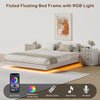 4-Piece Bedroom Set for Adult, Fluted King Floating LED Bed Frame with 2 Nightstands and Fluted 6 Drawer Dressers,White King,6+6 Drawers