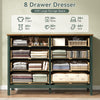 8-Drawer Dressers for Bedroom,55.1"Width Modern Chest of Drawer with Metal Handlesfor Living Room,Hallway,Entryway,Green