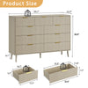 Fluted 9 Drawers Dresser, 55.1" Wide Modern Chest of Drawers with Wood Foot, Dresser TV Stand Up to 65 Inch TV, Wood Drawer Organizer for Bedroom, Living Room, Hallway - Cream