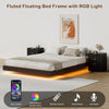 4-Piece Bedroom Set for Adult, Fluted King Floating LED Bed Frame with 2 Nightstands and Fluted 9 Drawer Dressers,Black King,9+6 Drawers
