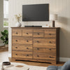 55.1" Wide Dresser for Bedroom, 10 Drawer Dresser with Large Drawers, Dresser for TVs Up to 65",Brown