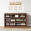 7 Drawers Dresser for Bedroom, 49.2" W Modern Chest of Drawers with Curved Profile Design, Mid Century Fluted Storage Dressers Organizer,Brown