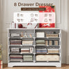 55.1" Wide Dresser for Bedroom, 8 Drawer Dresser with Large Drawers, Dresser for TVs Up to 65",White