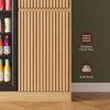 53" Mini Fridge Cabinet with Power Outlet,Fluted Coffee Bar Cabinet with Mini Fridge Space,Buffet Sideboard with Drawers,Natural