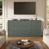 63" W Fluted 9 Drawer Dresser for Adult,Wooden Bedroom Dresser,Dresser TV Stand up to 70" for Living Room,Green