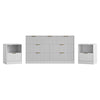 3-Piece Modern Bedroom Set - 7 Drawer Wide Dresser & Nightstands Set of 2 with Fluted Design, Anti-Tip Safety White Natural Wood Storage Furniture for Bedroom,Hallway 7+2,White