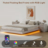 4-Piece Bedroom Set for Adult, Fluted King Floating LED Bed Frame with 2 Nightstands and Fluted 9 Drawer Dressers,White King,9+4 Drawers,White
