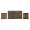 3-Piece Modern Bedroom Set - 7 Drawer Wide Dresser & Nightstands Set of 2 with Fluted Design, Anti-Tip Safety Brown Natural Wood Storage Furniture for Bedroom,Hallway 7+4,Brown