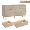Fluted 7 Drawers Dresser, 55.1" Wide Modern Chest of Drawers with Wood Foot, Dresser TV Stand Up to 65 Inch TV, Wood Drawer Organizer for Bedroom, Living Room, Hallway - Cream