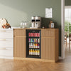 53" Mini Fridge Cabinet with Power Outlet,Fluted Coffee Bar Cabinet with Mini Fridge Space,Buffet Sideboard with Drawers,Natural
