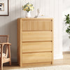 4 Drawers Dresser for Bedroom, 40" Tall Chest of Drawers with Curved Profile Design, Mid Century Fluted Storage Dressers Organizer,Natural