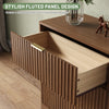 55.1" W Fluted 6 Drawer Dresser for Adult,Wooden Bedroom Dresser,Dresser TV Stand up to 65" for Living Room,Oak