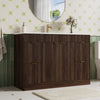 48" Fluted Bathroom Vanity Cabinet with 4 Drawers,Bathroom Vanity with Sink and Soft-Close Doors,Freestanding Bathroom Sink Cabinet,Brown