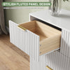 55.1" W Fluted 7 Drawer Dresser for Adult,Wooden Bedroom Dresser,Dresser TV Stand up to 65" for Living Room,White