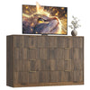 55.1" W Fluted 8 Drawer Dresser for Adult,Wooden Bedroom Dresser,Dresser TV Stand up to 65" for Living Room,Brown