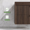 ASTUVIA 35.4" Modern Fluted Bathroom Vanity with Sink, Wall Mounted Floating Cabinets with Double Drawers, Resin Sink Combo Set with Golden Handle,Brown
