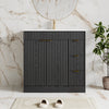 35.4" Fluted Bathroom Vanity Cabinet with 3 Drawers,Bathroom Vanity with Sink and Soft-Close Doors,Freestanding Small Bathroom Sink Cabinet,Black