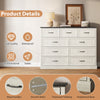 Rustic 9-Drawer Wood Dresser, Large Storage Chest Organizer with Metal Handles for Bedroom, Living Room, Farmhouse Style Furniture,White
