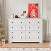55.1" Wide Dresser for Bedroom, 8 Drawer Dresser with Large Drawers, Dresser for TVs Up to 65",White