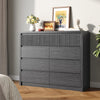 9 Fluted Drawers Dresser for Bedroom, 49.2" W Modern Chest of Drawers with Curved Profile Design, Mid Century Storage Dressers Organizer,Black