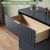 55.1" W Fluted 6 Drawer Dresser for Adult,Wooden Bedroom Dresser,Dresser TV Stand up to 65" for Living Room,Blue