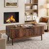 Fluted Lift Top Coffee Table with Storage, 39.4" Width Rising Coffee Tables with Hidden Compartment, Wood Center Table for Living Room Office, Brown
