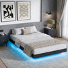 Queen Bed Frame with RGB LED Lights,Floating Bed with Fluted Design;Heavy Duty Steel, Modern Metal Queen Size Bed,Black