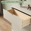 55.1" W Fluted 6 Drawer Dresser for Adult,Wooden Bedroom Dresser,Dresser TV Stand up to 65" for Living Room,Beige