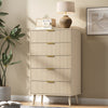 5 Drawer Dresser for Bedroom,Tall Dresser with Metal Handle,Fluted Dresser Modern Storage Cabinet for Home Office Living Room,White