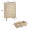 5 Drawer Dresser for Bedroom,Tall Dresser with Metal Handle,Fluted Dresser Modern Storage Cabinet for Home Office Living Room,White